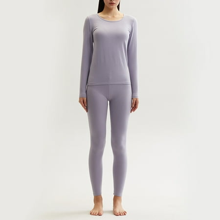 GaThRRgYP Off the Shoulder Tops for Women Summer Tops for Women Plus Size Women s Tight Round Neck Cotton Wool Thermal Underwear Pure Cotton Clothes and Trousers Two-piece Set