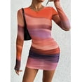 thumbnail image 5 of PRETTYGARDEN Women's Bodycon Mini Dress Tie Dye Print Ruched Mesh Long Sleeve Club Party Short Casual Dresses, 5 of 7
