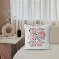 thumbnail image 3 of Retro Pink Preppy Ho Ho Ho Christmas Ball Christmas Hat Decor Decorative Pillowcase Throw Pillow Cover 18x18 Inch,Pink Preppy Ho Ho Ho Christmas Decor Decorations for Couch Sofa, 3 of 4