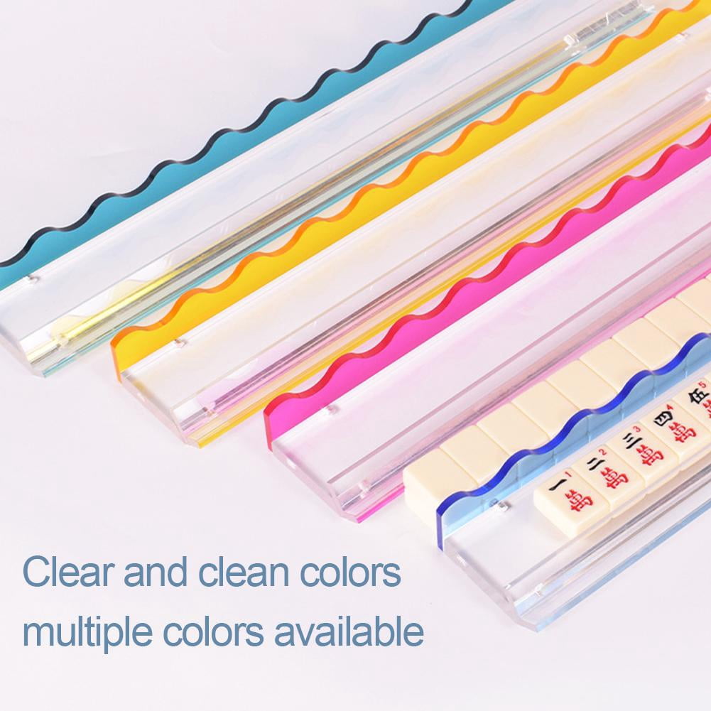 SharkTRUE Colorful Clear Acrylic Mahjong Racks, Mahjong Racks with Pushers, and Lightweight, Wavy Design, for Placing MahjongTiles, Chips, Push Tiles, Home, Party, Club Use