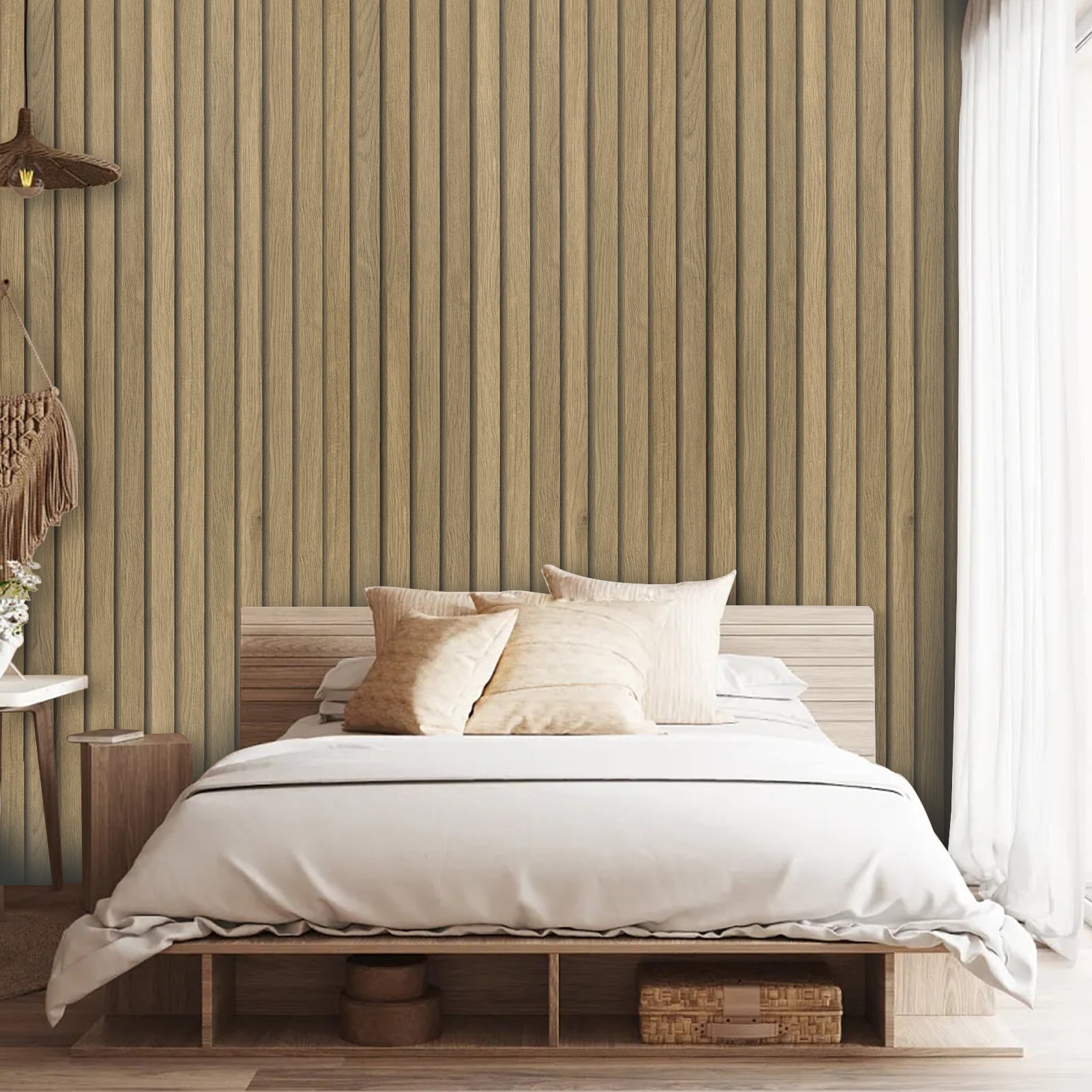 UMIGGEE 15.7 in x 393 in Wood Slat Wallpaper Peel and Stick Brown Shiplap Wall Paper Wood Panel Grain Contact Paper Removable Self Adhesive Faux Wall Covering for Cabinets and Drawers