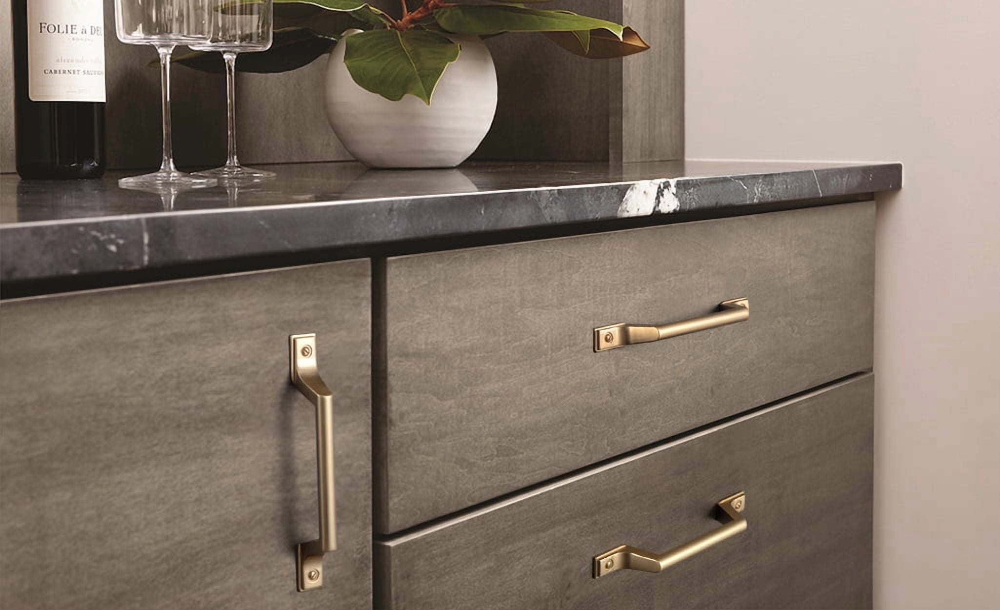 Goo-Ki 6 Pack Champagne Bronze Drawer Pulls Cabinet Hardware, 5"(96mm) Hole Center Zinc Alloy Cabinet Dresser Handles for Bar Cupboard Closet Wardrobe