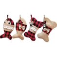 thumbnail image 1 of Juego de 4 medias navideñas para mascotas, de arpillera, a cuadros, para gatos, perros, calcetines colgantes para colgar en la chimenea, decoración navideña para el árbol, 1 of 5