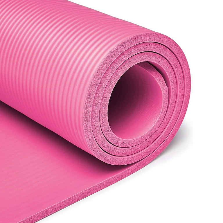 Thick Yoga Mat High Density Anti-Tear Exercise Mat with Carrying Strap Size  183x61x1cm Pink