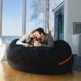 thumbnail image 4 of Big Joe Fuf 7Ft Giant Foam Bean Bag Chair, Oversized Couch with Removable Cover for Kids, Teens, Adults, Black Licorice Corded Plush, 7 Foot, 4 of 8