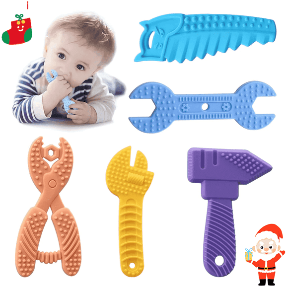 Ludolm 5PCS Baby Teething Toys, Baby Toys 0-6 Months Infant Toys 6-12 Months Teethers for Babies 3-6 Months Easter Basket Stuffers
