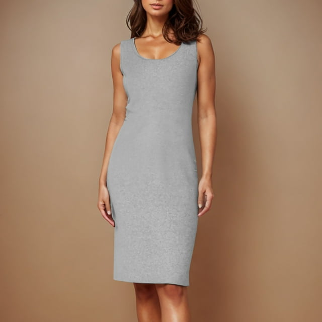 Ovzne Robes pour Femmes 2025 Robe Printemps/été Grande Taille Mode Sans Manches Col en V Couleur Unie Robe Ample Robe d'Été Liquidation