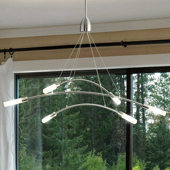 Luxury Minimalist Chandelier, Brushed Nickel, UHP4410