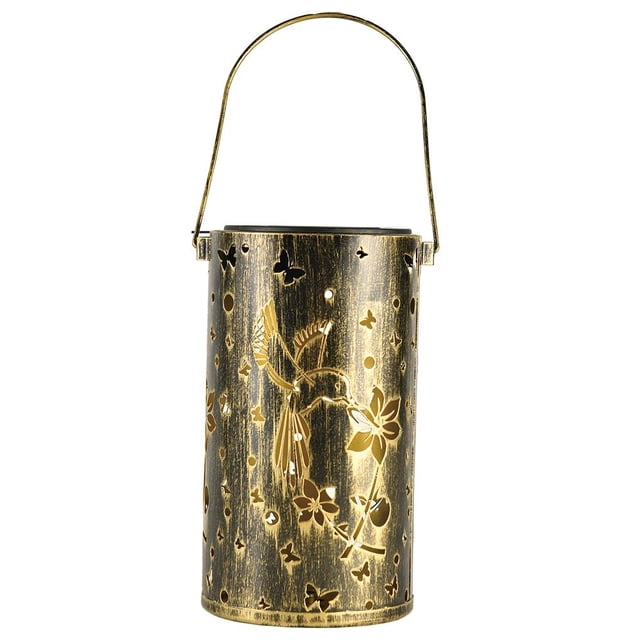 Advancent Lámpara de proyección de colibrí Colibrí solar Linterna de hierro forjado Luz hueca Exquisita con asa colgante Impermeable Larga resistencia Iluminación y accesorios Advancent HA013330-00