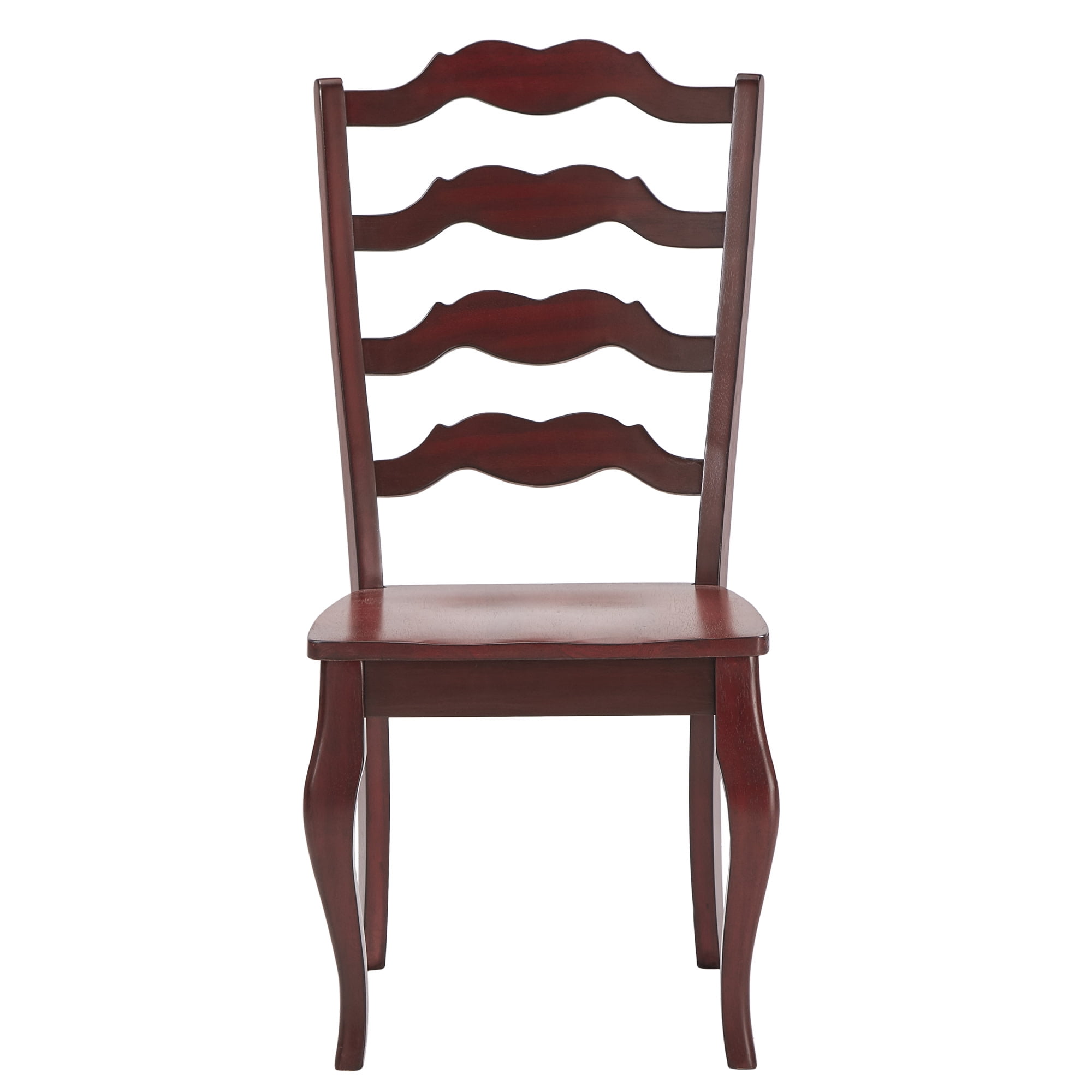 Weston Home Farmhouse French Ladder Back Wood Dining Chairs, Set of 2, Antique Berry Red