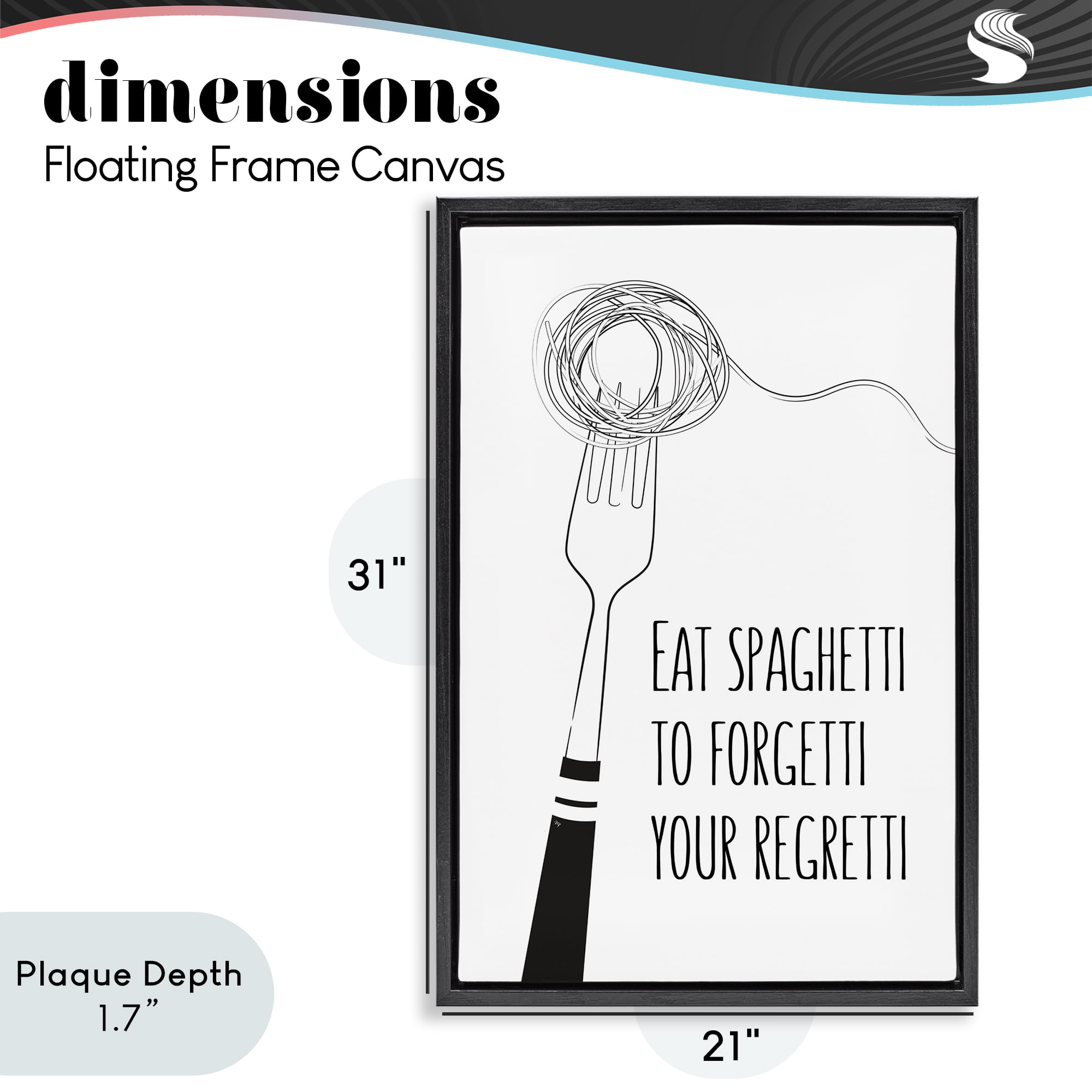 Stupell Industries Funny Spaghetti Sass Black Framed Floater Canvas Wall Art, design by Martina Pavlova