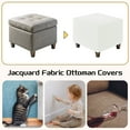 thumbnail image 6 of Ottoman Cover Square, Jacquard Ottoman Slipcover with Elastic Bottom for Living Room(White, Middle Size), 6 of 7