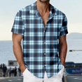 thumbnail image 4 of IWRICH Mens Plaid Button down Plus Size Shirts Short Sleeve Casual Summer Shirt Dress Shirts with Pocket 10-Light Blue XXXXXL, 4 of 6