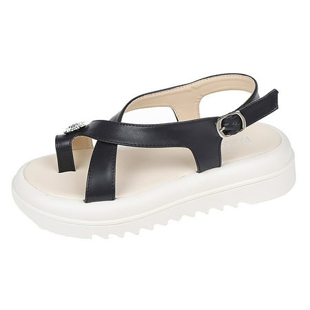 

PEASKJP Women Sandals Casual Open Toes Wedding Bride Sandals Strappy Flat Sandals for Women (Black 7.5)
