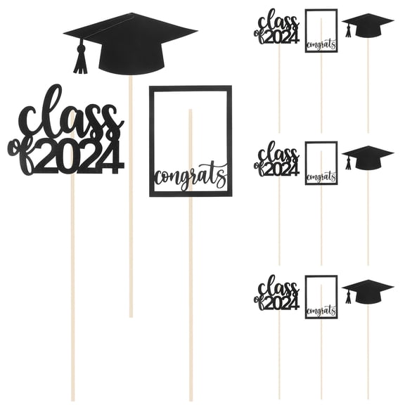 HOMOBABE 12Pcs Graduation Props Flower Centerpiece Sticks with Photo Backdrops for Graduation Season 2024 30X0.3X0.3in