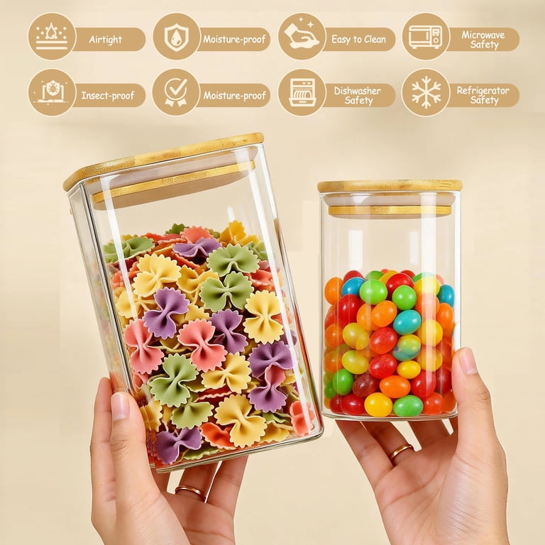 Taimasi 12-Pack Glass Storage Jars Bamboo Lids photo 4