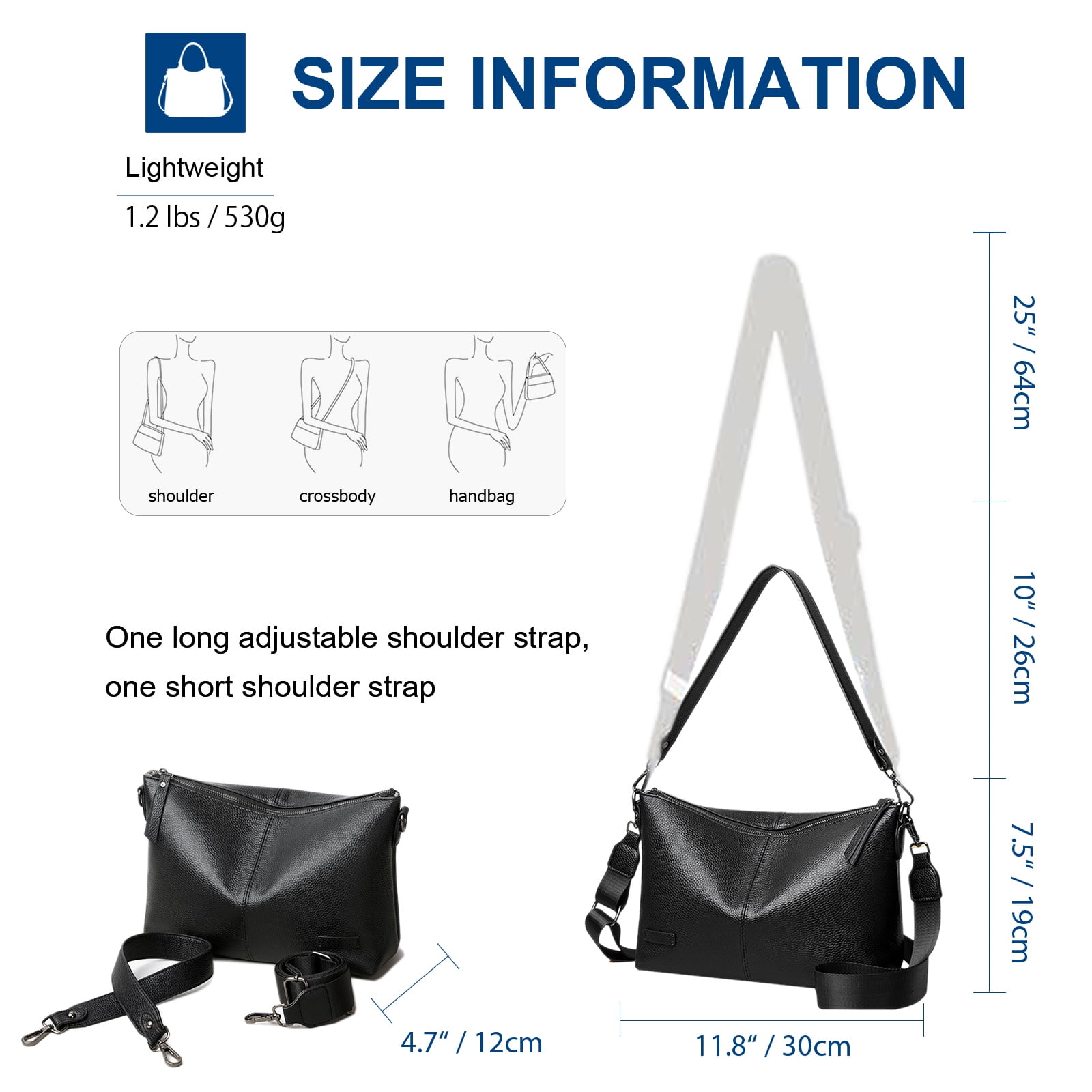 URSOFINE Large Shoulder Purses for Women Genuine Leather Hobo Bags Trendy Crossbody Purses with 2 Straps