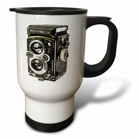 3dRose Picture of a Vintage Twin Lens reflex TLR camera, Travel Mug, 14oz, Stainless
