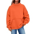 thumbnail image 6 of Weikingp Womens Mock Neck Sweatshirt Oversized Hoodie Fashion Clothing Winter Clothes Cowl Neck Tops Pullover Sweaters for Women Plain Mock Neck Sweatshirt Oversized Mock Neck Sweatshirt Orange M, 6 of 7