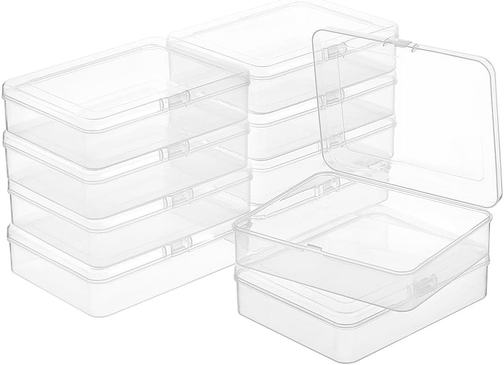 1 Bag 4 Sizes Bead Storage Organizer Box Rectangle Clear PP Plastic Box Containers Dustproof Case with Hinged Lid for Cards Beads and Craft Supplies