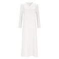 thumbnail image 4 of DGMIOCS Women's Casual Yet Sophisticated Long Sleeve Midi Dress for Everyday Wear with V-Neck and Solid Tunic Style White M, 4 of 4
