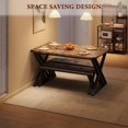 thumbnail image 2 of EDTara Kitchen Table Set with 2 Upholstered Benches, Z-Shaped Leg Kitchen Table Set for 4 3 Piece Dining Table Set for Small Space Saving Space for Kitchen, Dining Room, Small Space Apartment, 2 of 7