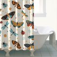 thumbnail image 4 of Butterfly and Dragonfly Orange Pattern Modern Waterproof Shower Curtain Set with 12 Hooks, Washable Decorative Bathroom Shower Curtain, 4 of 6