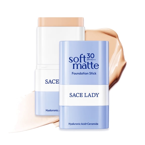 SACE LADY Foundation Stick, Medium to Full Coverage Foundation Makeup with Built-in Brush, Soft Matte Face Make Up Base with SPF 30 for Women, 0.4Oz