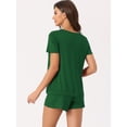 thumbnail image 3 of DARING DIVA Women's V-Neck Pajama Shorts Sleeves Tops Lounge Sleepwear XS Green, 3 of 5