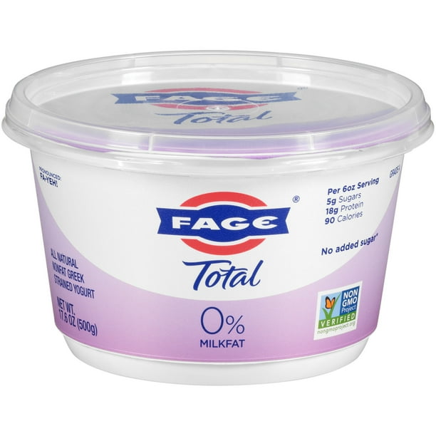 FAGE Total 0% Milk Fat Greek Strained Yogurt, 17.6 Oz - Walmart.com