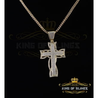 King Of Bling's Real 0.33ct Diamond 925 Sterling Silver CROSS