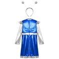 thumbnail image 6 of TiaoBug Kids Girls Alien Outerspace Dress-up Metallic Robot A Line Dress with Feeler Headband Royal Blue 16, 6 of 7