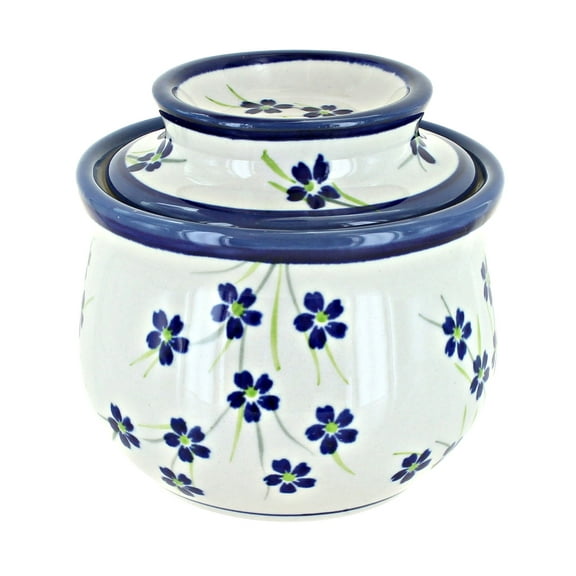 Blue Rose Polish Pottery Willow French Butter Dish