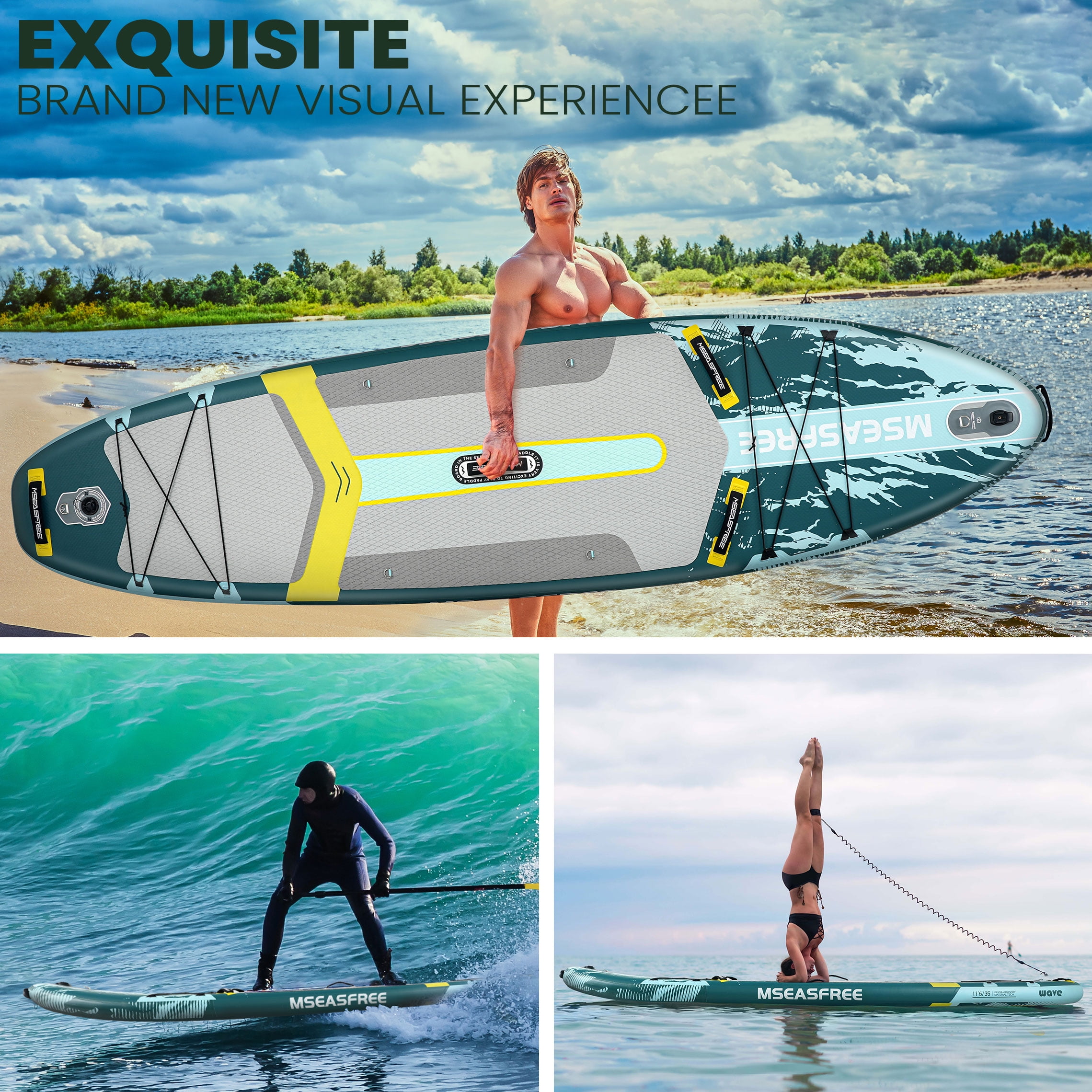 MSEASFREE 11.5 ft Inflatable Paddle Board All-Purpose Fishing