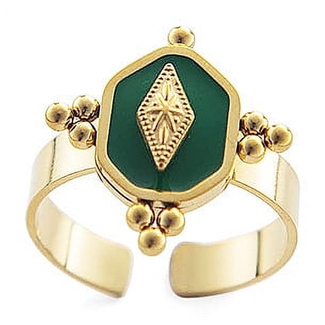 Anillo Apertura Diamantes ENTASSER Oro 14 Quilates Retro Acero Titanio