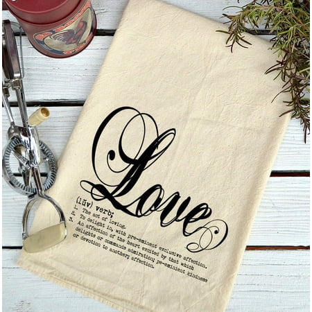 - Farmhouse Natural Flour Sack Definition Love Script Country Kitchen Towel