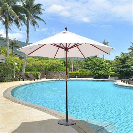 Galtech 9 Ft Light Wood Double Pulley Lift Umbrella Dolce Mango Sunbrella Walmart Com