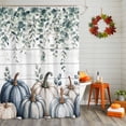 thumbnail image 2 of Shower Curtain 36"W x 72"L Fall Thanksgiving Pumpkins Wood Grain Fabric Shower Curtains Set with Hooks Water Repellent Bathroom Curtains Machine Washable Bathroom Accessories, 2 of 6