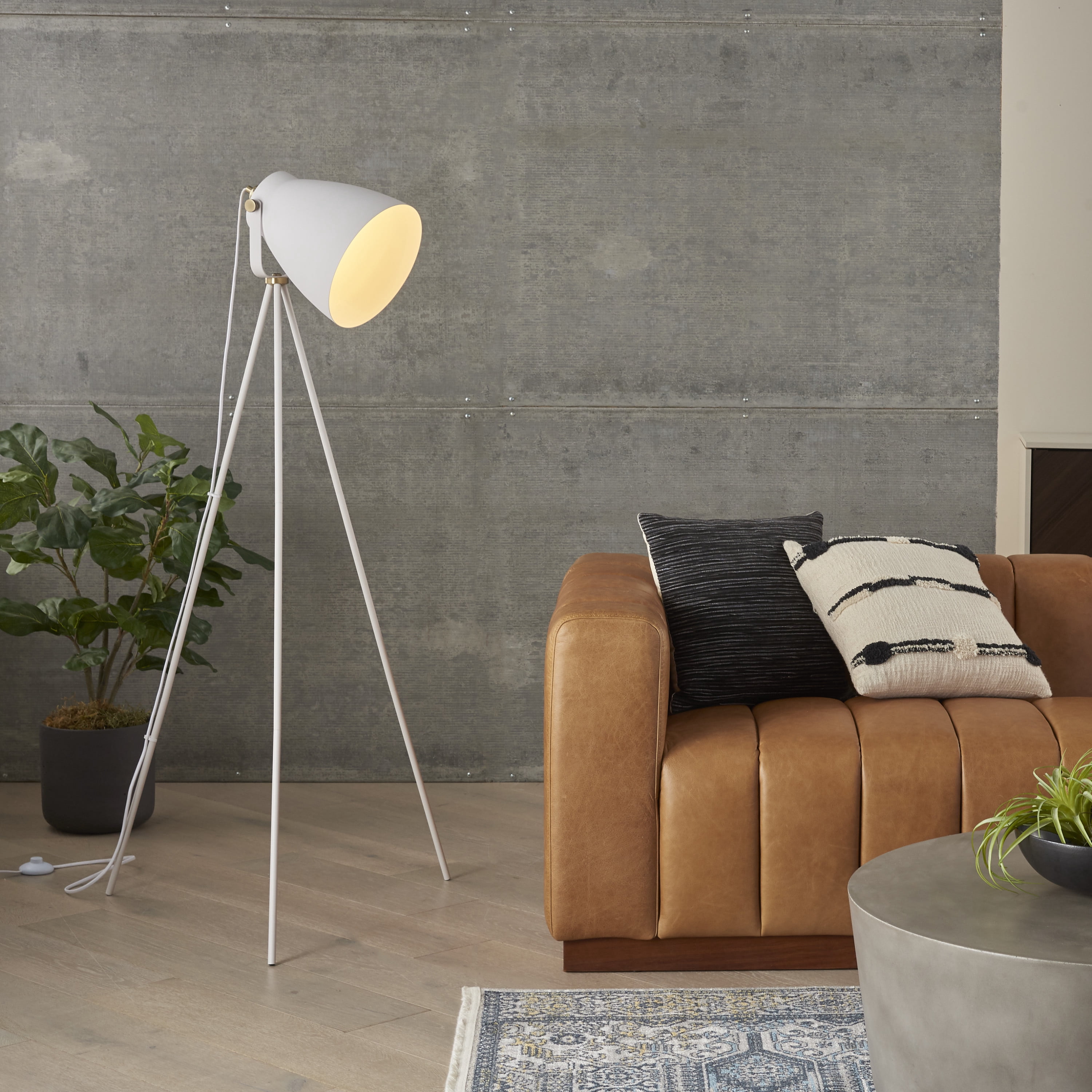 Nourison 57" Tripod Floor Lamp, Modern, Industrial, Transitional for Bedroom, Living Room, Office, White