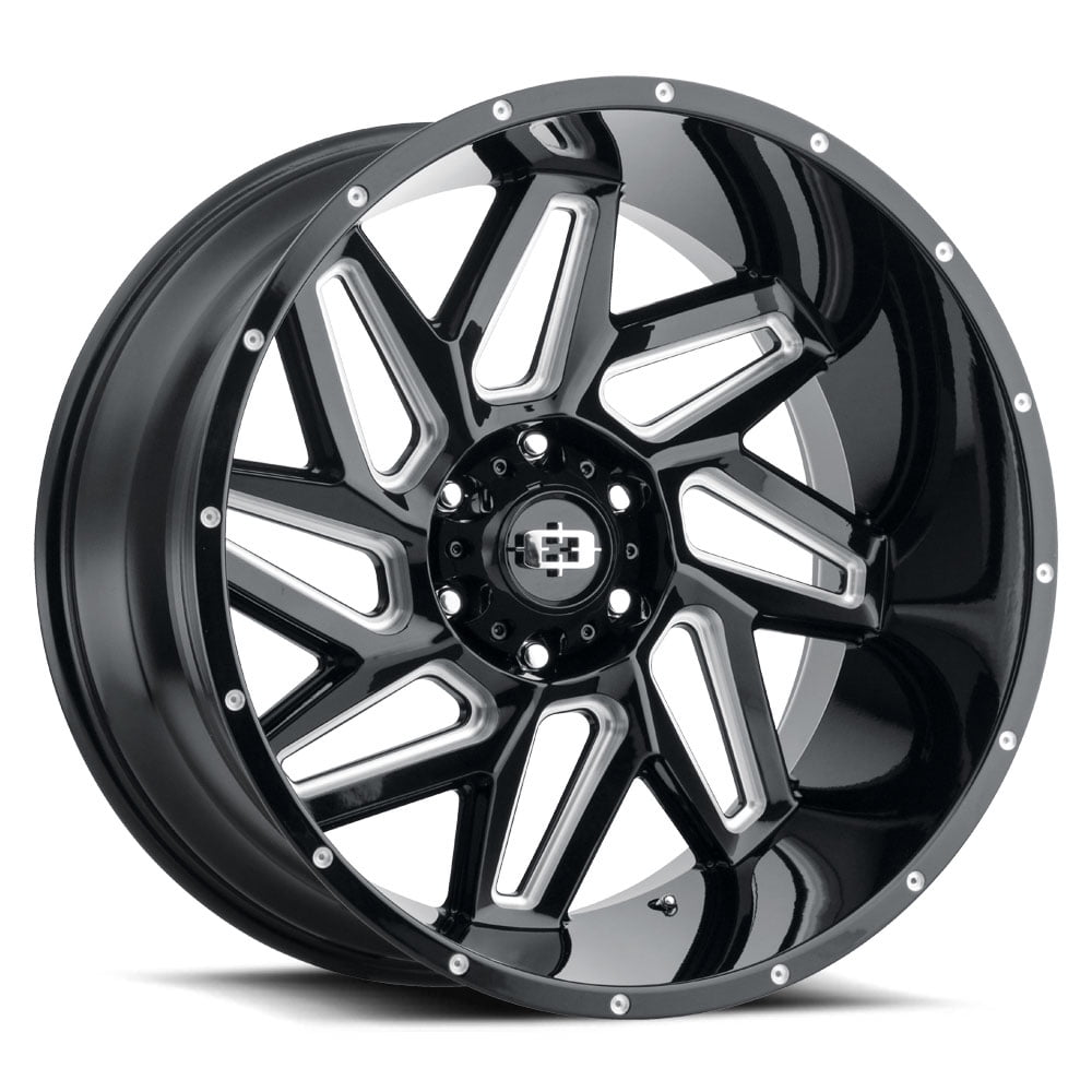 22" Vision Spyder 361 Gloss Black Milled Spoke Wheel 22x12 8x170 51mm