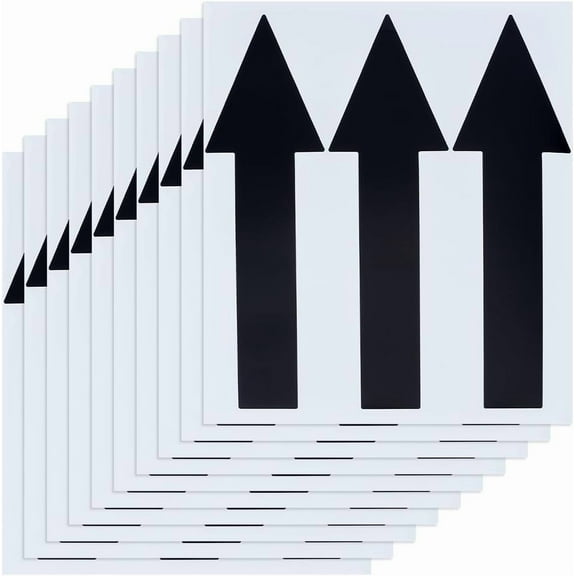30Pcs 10 Sheet Black Arrow Sign Stickers 8.5x7.4 Inch PVC Directional Decals Adhesive Removable Floor Directional Sign
