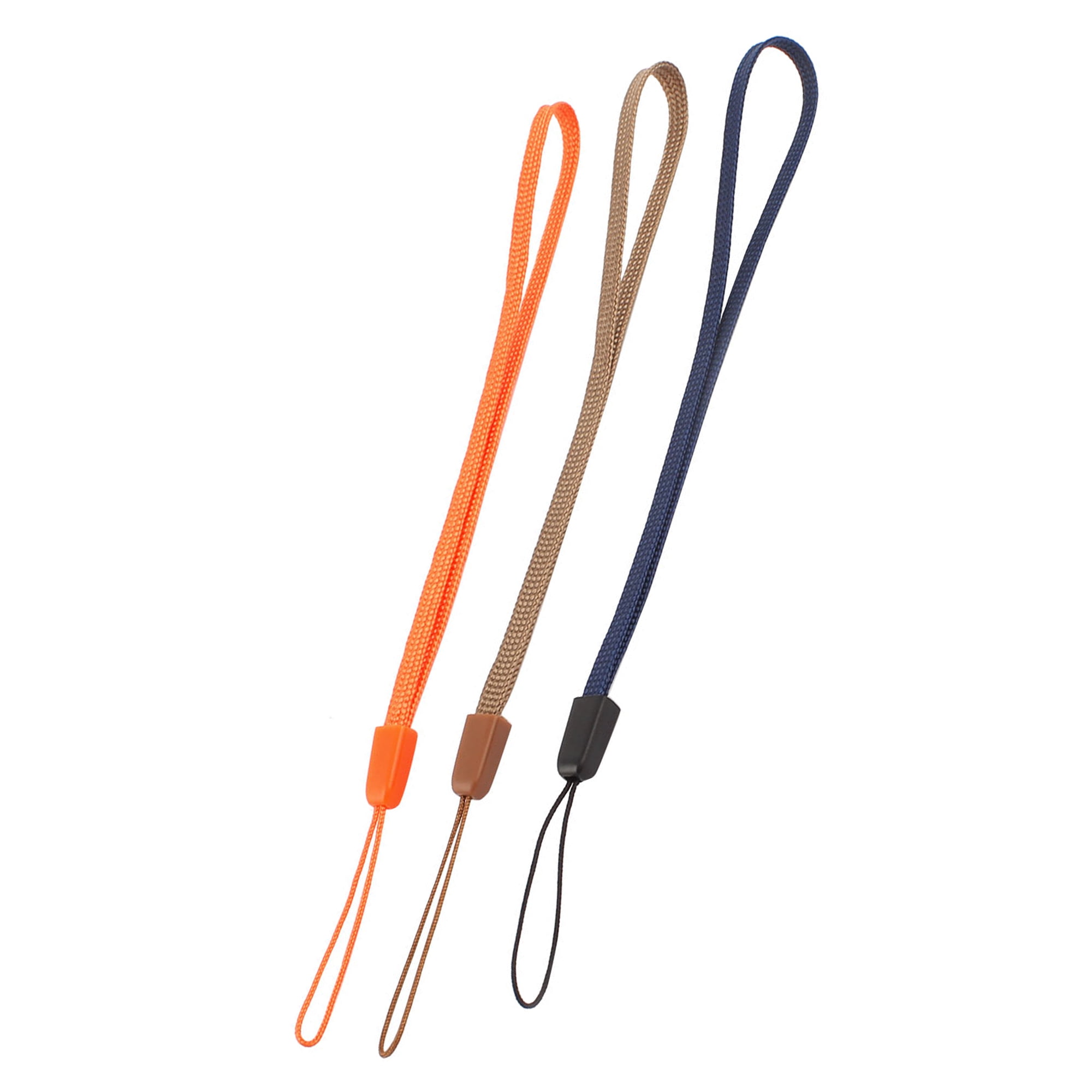 Unique Bargains 3pcs Nylon Hand Wrist Lanyard Strap String Cord Keychain Brown Blue Orange