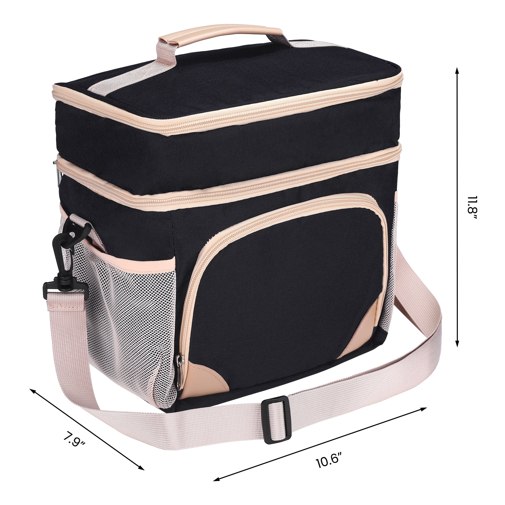 Unique Bargains Reusable Lunch Bag Insulated Lunch Bag Leakproof Lunch Box Black