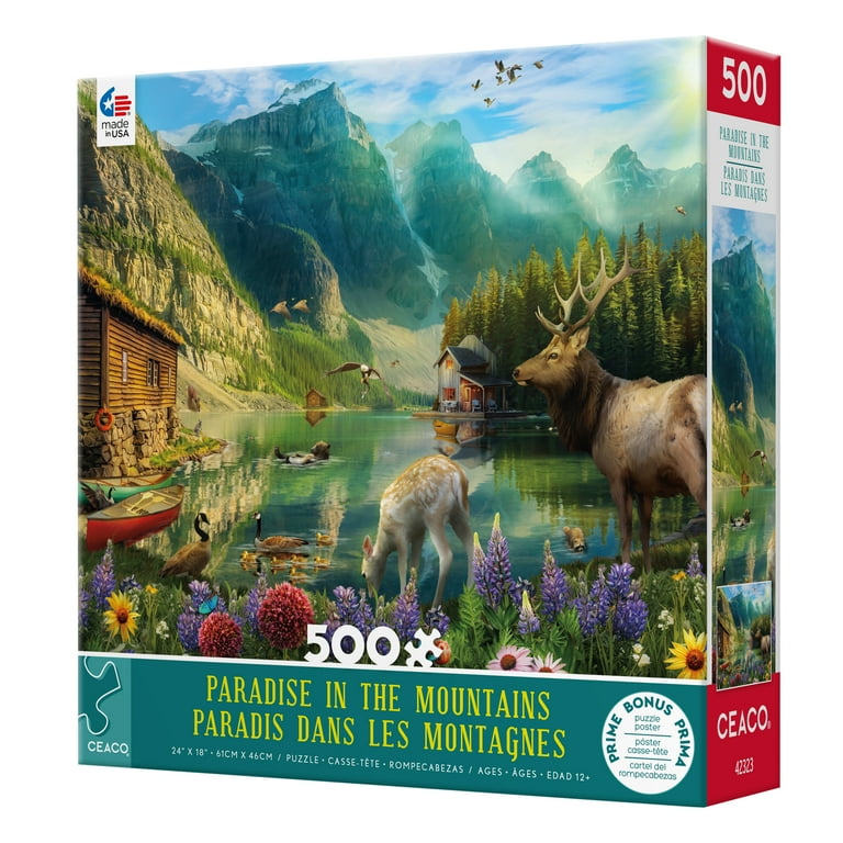 Ceaco Paradise In The Mountains 500 Piece Jigsaw Puzzle - Nature Scene Puzzle