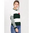 thumbnail image 4 of Suéter Allegra K Casual Cuello Redondo Bloque Color Rayas Verde Beige S, 4 of 6
