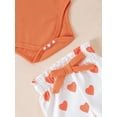 thumbnail image 2 of 6 Months Baby Girls Clothes 12 Months Girls 3PCS Solid Color Outfits Set Heart Print Infant Girls Long Sleeve Top Pants Set with Headband Orange, 2 of 7