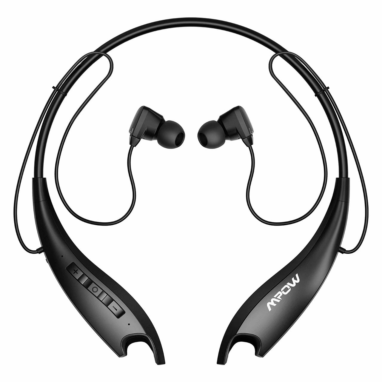 Mpow Jaws Gen-5 Bluetooth Headphones 18 Hrs Playtime, V5.0 Bluetooth Neckband Headset w/Call Vibrate & CVC 6.0 Noise Cancelling Mic, Wireless Headphones for Cell Phones/Tablets/Computers Black