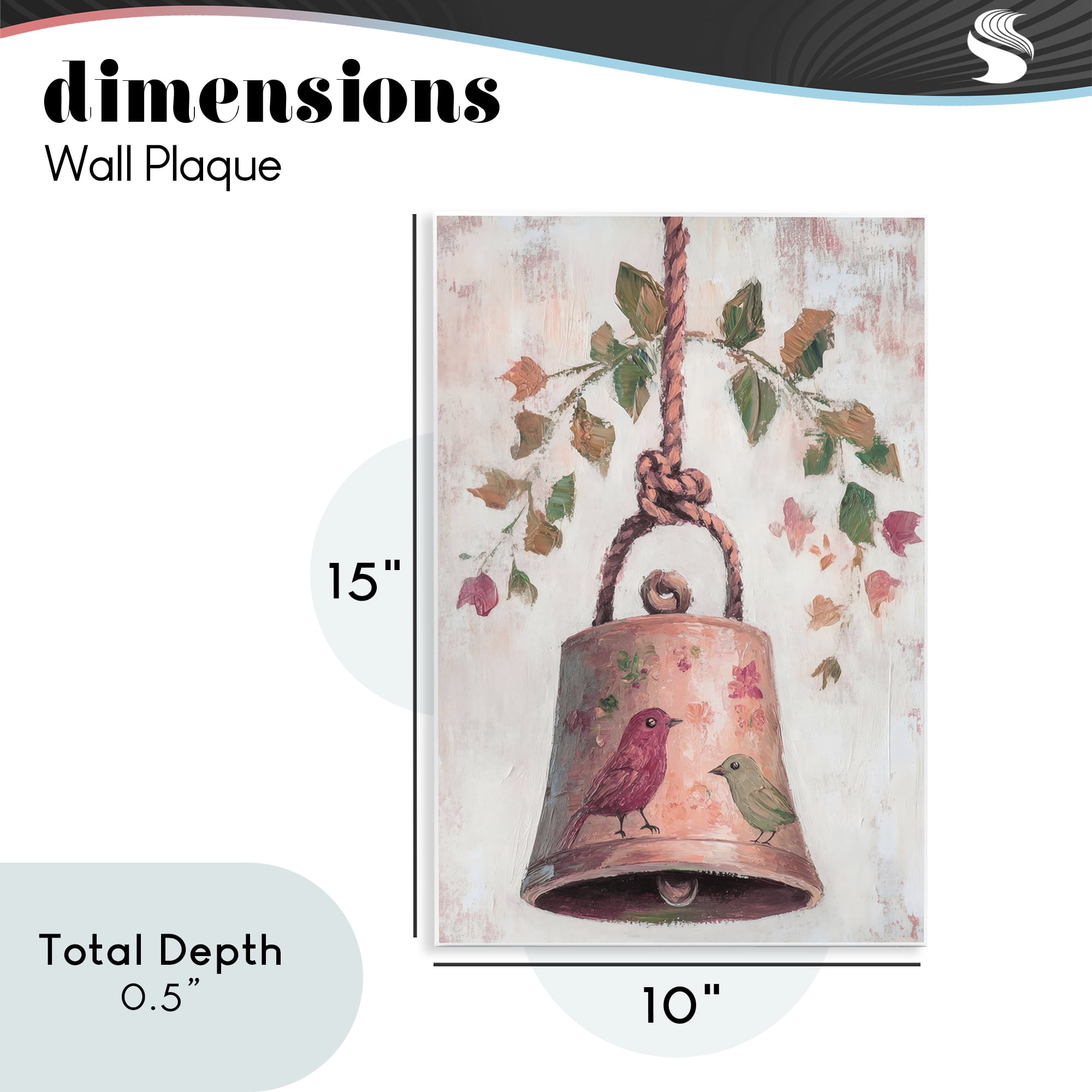 Vintage Christmas Bell Wall Plaque Art, design by Petal Prints Design