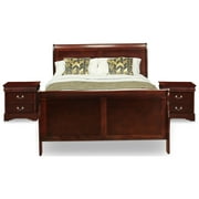 East West Furniture Louis Philippe 3-piece Wood Queen Bedroom Set in Walnut