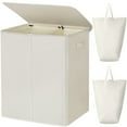 thumbnail image 1 of WOWLIVE Cesto para la colada doble de 154 L con tapa y bolsas de lavandería extraíbles, cesto grande para ropa sucia, cesto para la colada plegable de 2 secciones, almacenamiento en habitación para do, 1 of 5